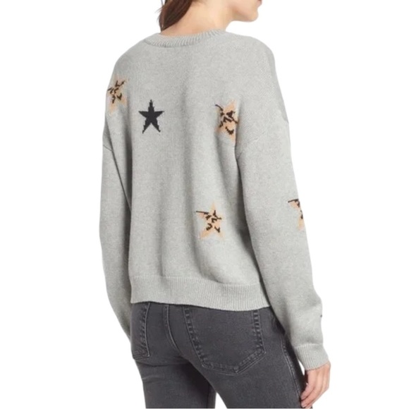 RAILS PERCI HEATHER GRAY ANIMAL STARS CASHMERE BLEND KNIT SWEATER - Picture 2 of 9